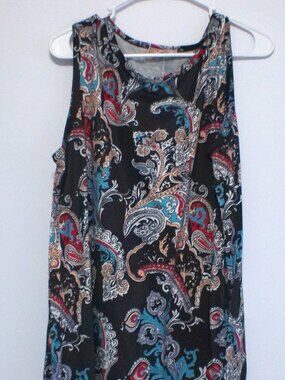 Tanst Paisley Sleeveless Shift Dress Women’s XXL Black Boho Flowy Casual